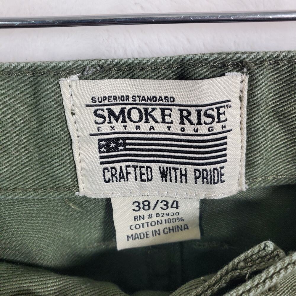 Smoke Rise Jeans Mens Olive Green Moto Biker Zip Accent Stretch Mens Sz 38 x 34 - Picture 4 of 9